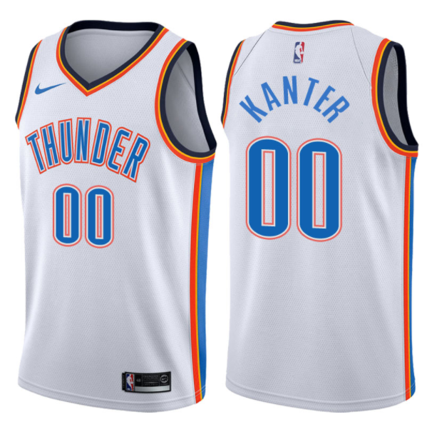 maglia enes kanter 00 2017-2018 oklahoma city thunder bianca