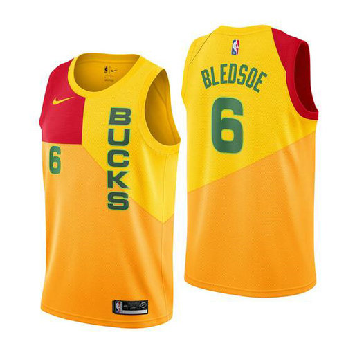 Maglia eric bledsoe 6 2018-2019 Milwaukee Bucks giallo