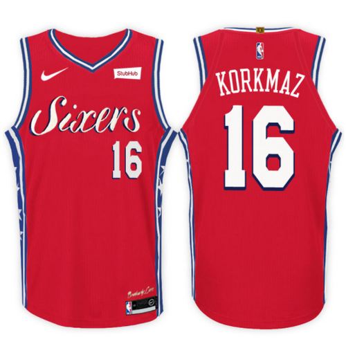 maglia furkan korkmaz 16 2017-2018 philadelphia 76ers rosso