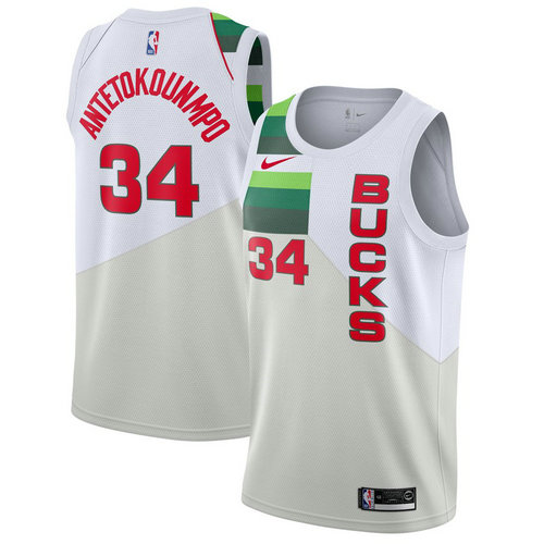 Maglia giannis antetokounmpo 34 2018-2019 Milwaukee Bucks bianca