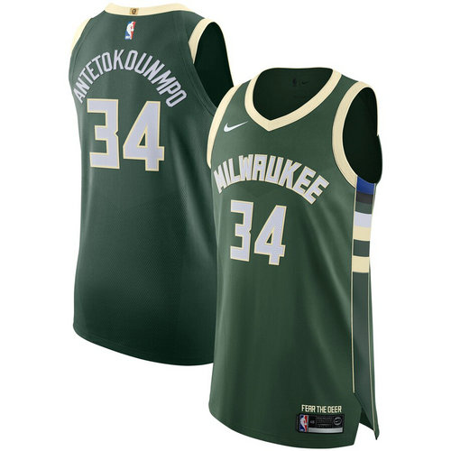 Maglia giannis antetokounmpo 34 2019 Milwaukee Bucks Verde