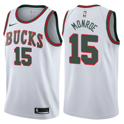 Maglia greg monroe 15 2017-2018 Milwaukee Bucks bianca