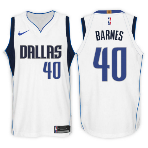 maglia harrison barnes 40 2017-2018 dallas mavericks bianca