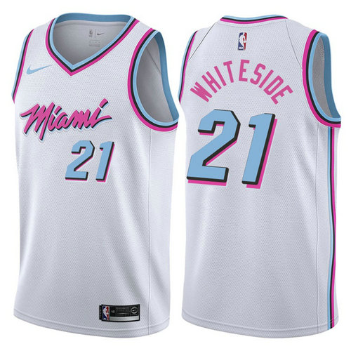 maglia nba hassan whiteside 21 2017-2018 miami heat bianca