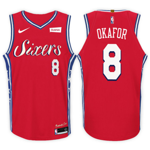 maglia jahlil okafor 8 2017-2018 philadelphia 76ers rosso