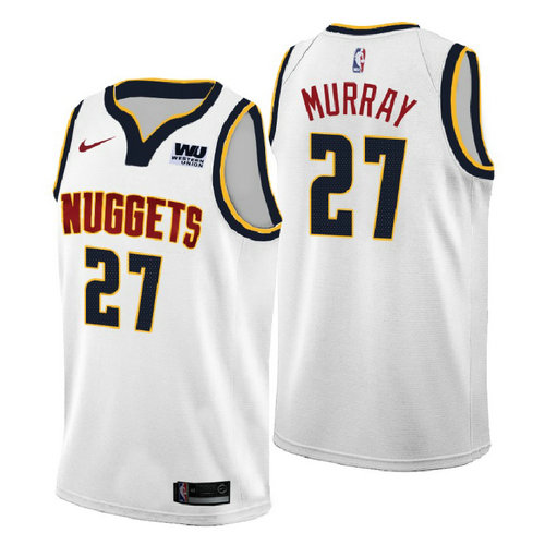 maglia jamal murray 27 2018-2019 denver nuggets bianca