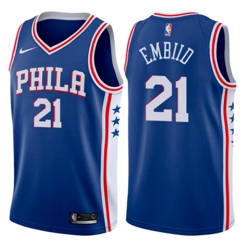 maglia joel embiid 21 2017-2018 philadelphia 76ers blu