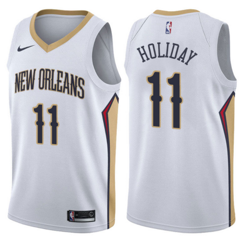 maglia jrue holiday 11 2017-2018 new orleans pelicans bianca