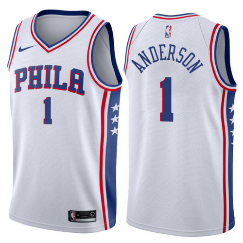 maglia justin anderson 1 2017-2018 philadelphia 76ers bianca