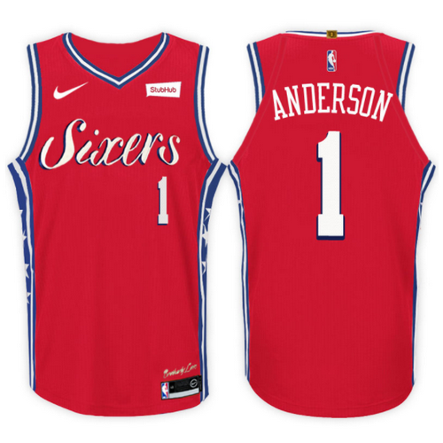 maglia justin anderson 1 2017-2018 philadelphia 76ers rosso