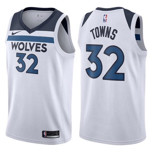 maglia kari-anthony towns 32 minnesota timberwolves 2017-2018 bianca