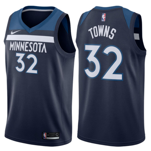 maglia kari-anthony towns 32 minnesota timberwolves 2017-2018 navy