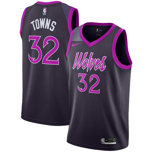 maglia kari-anthony towns 32 minnesota timberwolves 2018-2019 porpora