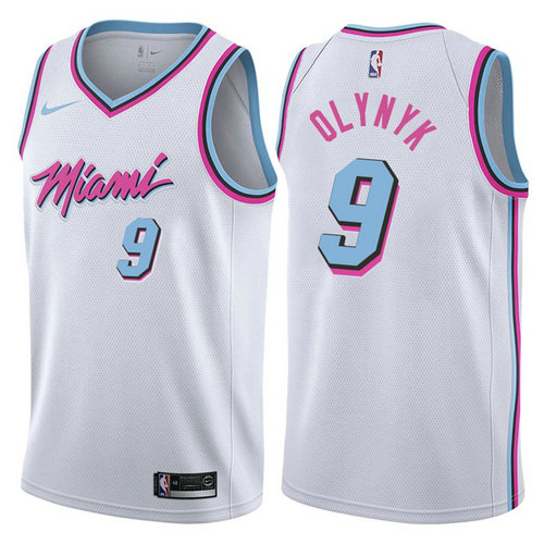 maglia kelly olynyk 9 2017-2018 miami heat bianca