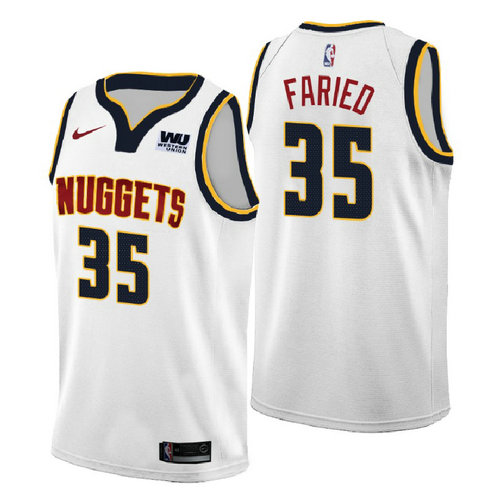 maglia kenneth faried 35 2018-2019 denver nuggets bianca