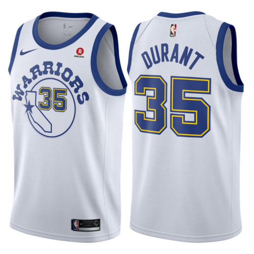 maglia kevin durant 35 2017-2018 golden state warriors bianca