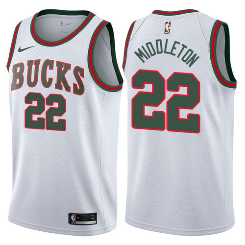 Maglia khris middleton 22 2017-2018 Milwaukee Bucks bianca