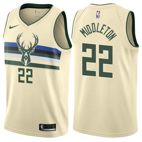 Maglia khris middleton 22 2017-2018 Milwaukee Bucks giallo