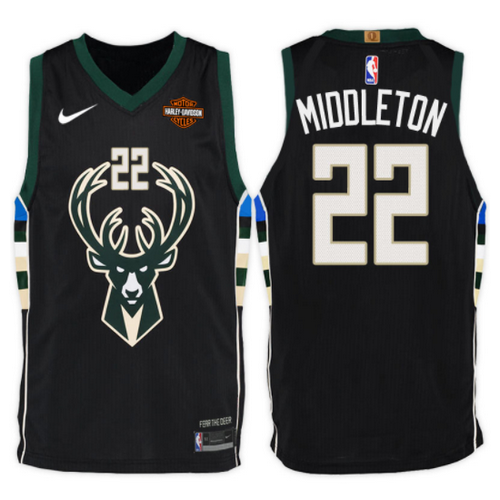 Maglia khris middleton 22 2017-2018 Milwaukee Bucks nero