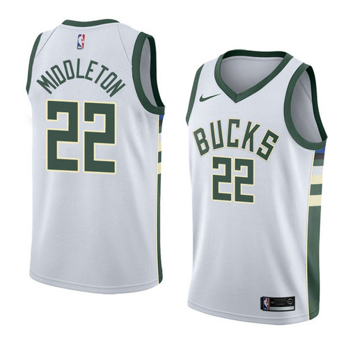 Maglia Khris Middleton 22 2019 Milwaukee Bucks Bianca