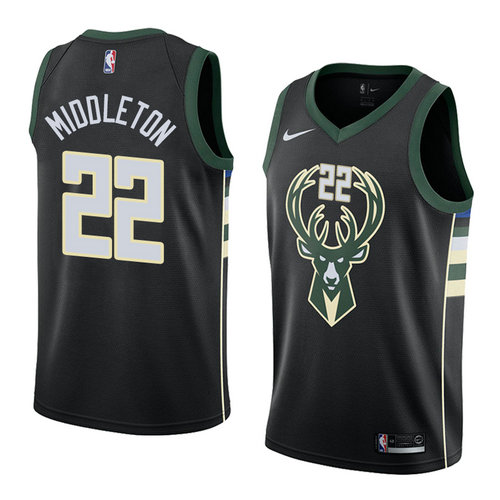 Maglia Khris Middleton 22 2019 Milwaukee Bucks Nero