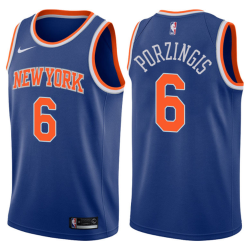 canotta basket kristaps porzingis 6 2017-2018 new york knicks blu