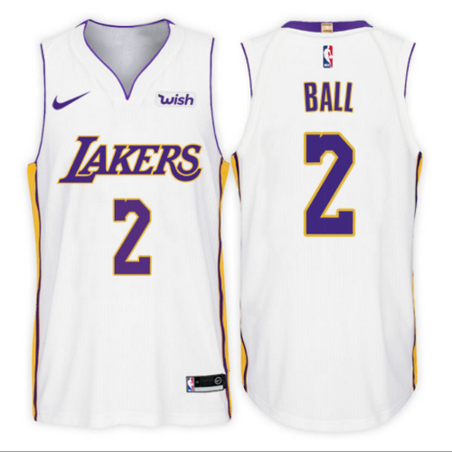 maglia lonzo ball 2 2017-2018 los angeles lakers bianca