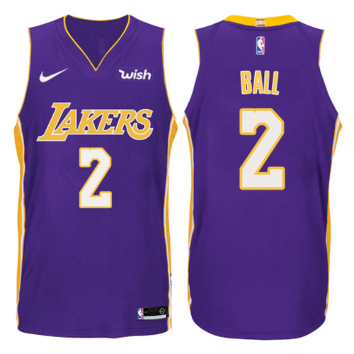 maglia lonzo ball 2 2017-2018 los angeles lakers porpora