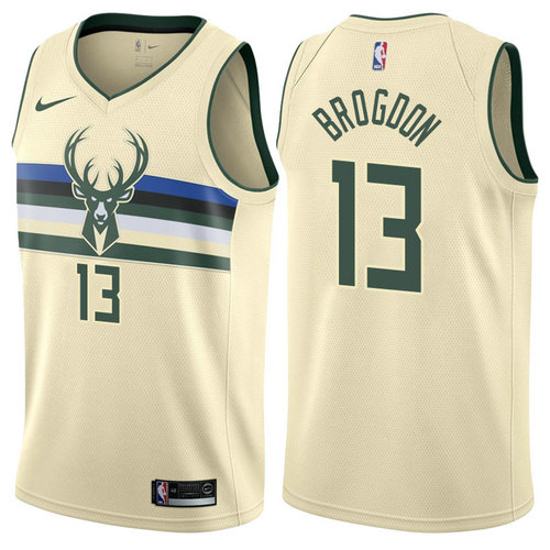 Maglia malcolm brogdon 13 2017-2018 Milwaukee Bucks giallo