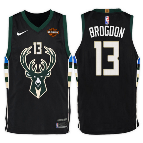 Maglia malcolm brogdon 13 2017-2018 Milwaukee Bucks nero