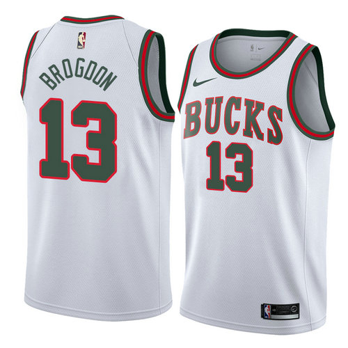 Maglia malcolm brogdon 13 2019 Milwaukee Bucks Bianca