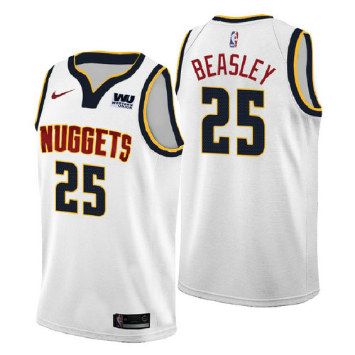 maglia malik beasley 25 2018-2019 denver nuggets bianca