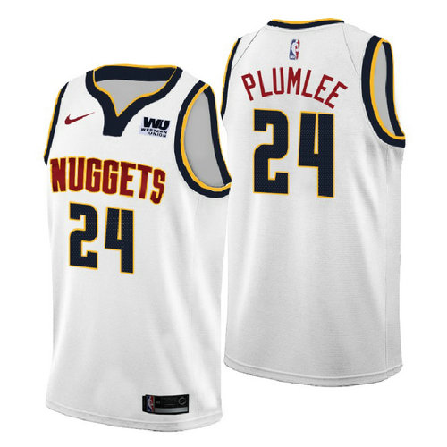 maglia mason plumlee 24 2018-2019 denver nuggets bianca