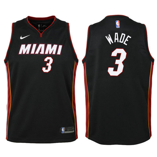 maglia miami heat bambino dwyane wade 3 2018 nero