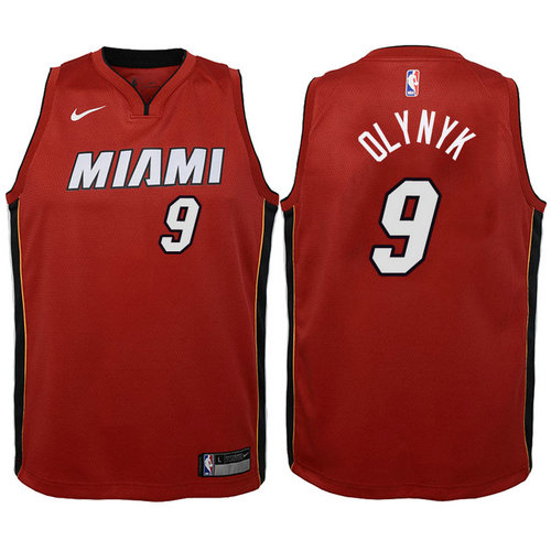 maglia miami heat bambino kelly olynyk 9 2018 rosso