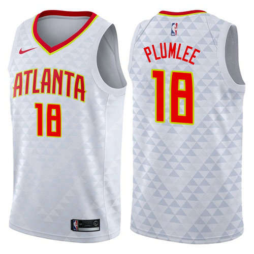 maglia nba miles plumlee 18 2017-2018 atlanta hawks bianca