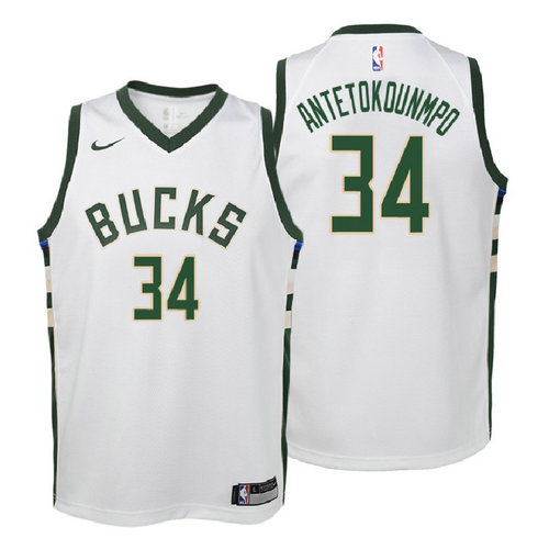 canotta milwaukee bucks bambino 2017-2018 giannis antetokounmpo 34 bianca