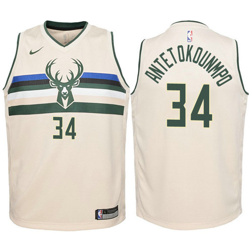 canotta milwaukee bucks bambino 2017-2018 giannis antetokounmpo 34 giallo