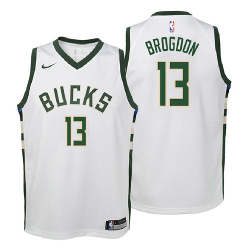 canotta milwaukee bucks bambino 2017-2018 malcolm brogdon 13 bianca