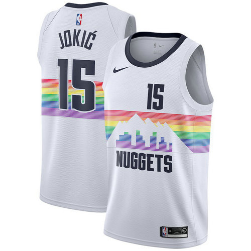 maglia nikola jokic 15 2018-2019 denver nuggets bianca