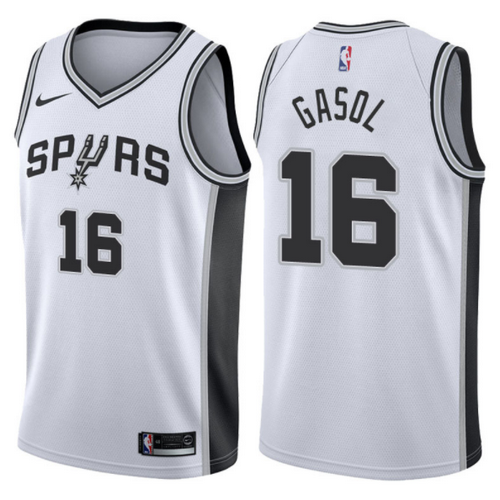 maglia nba pau gasol16 2017-2018 san antonio spurs bianca