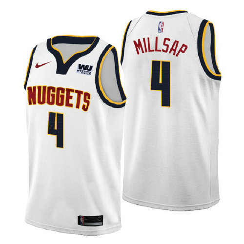 maglia paul millsap 4 2018-2019 denver nuggets bianca