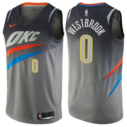 maglia russell westbrook 0 2017-2018 oklahoma city thunder grigio