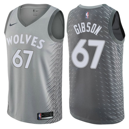 maglia taj gibson 67 2017-2018 minnesota timberwolves grigio