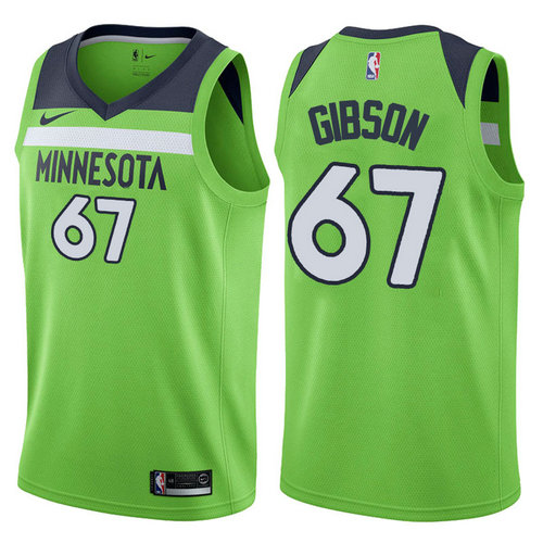 maglia taj gibson 67 2017-2018 minnesota timberwolves verde