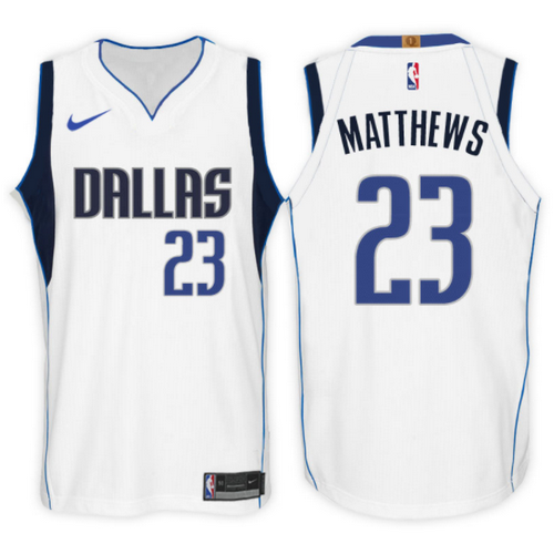 maglia wesley matthews 23 2017-2018 dallas mavericks bianca