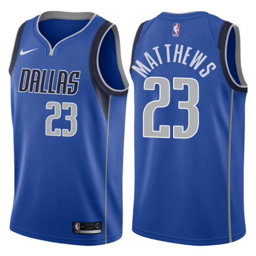 maglia wesley matthews 23 2017-2018 dallas mavericks blu