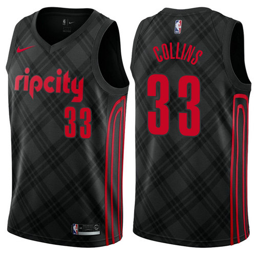 maglia zach collins 33 2017-2018 portland trail blazers nero