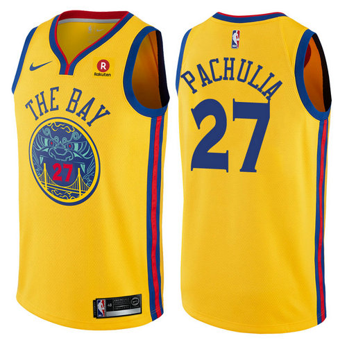 maglia zaza pachulia 27 2017-2018 golden state warriors d'oro