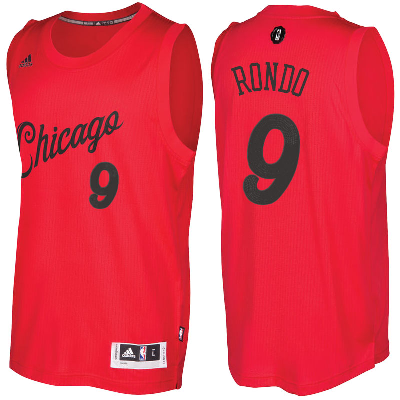 maglia chicago bulls natale 2016 con rajon rondo 9 rosso